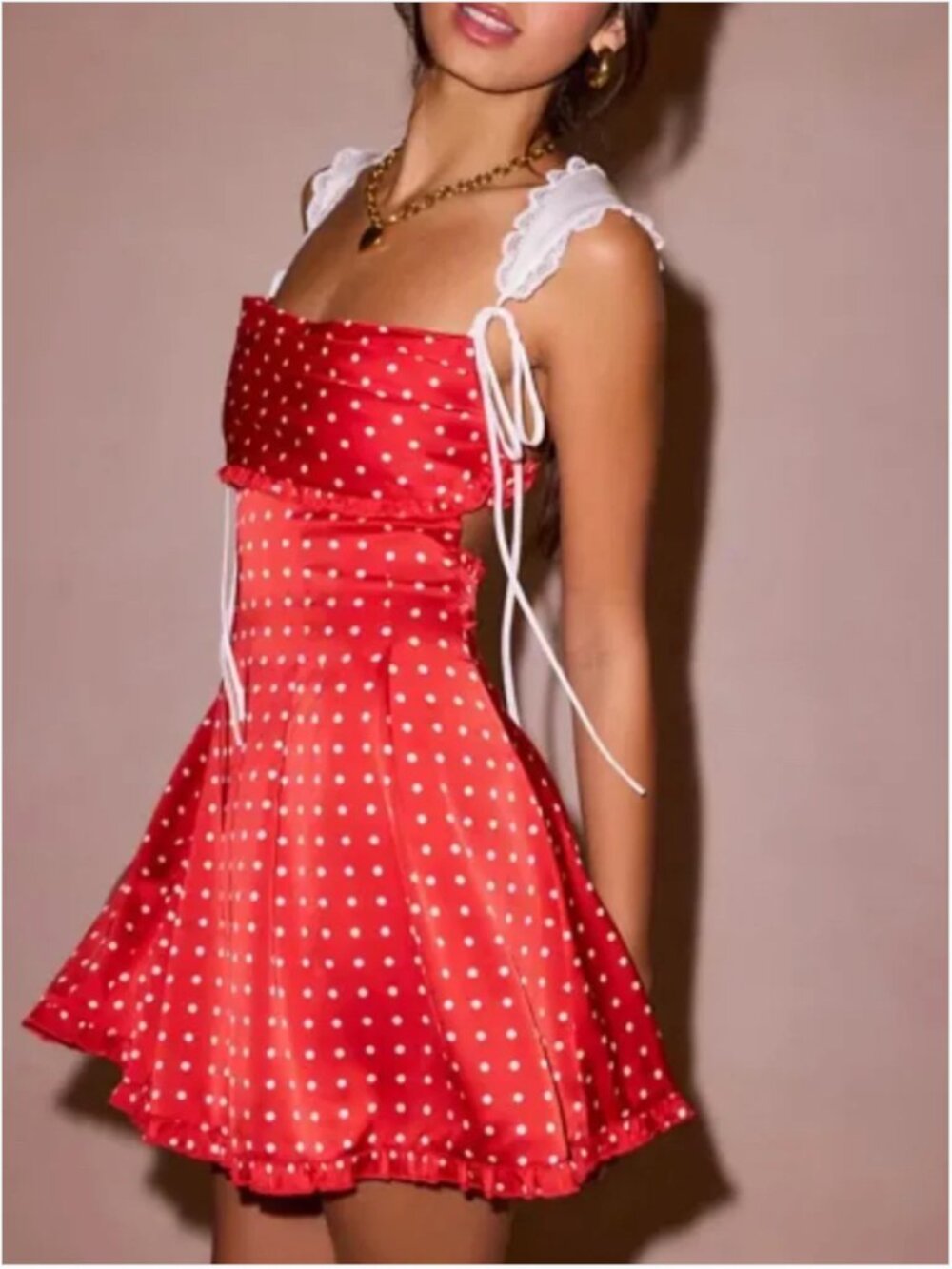For Love and Lemons Red White Silky Mini Dress size M